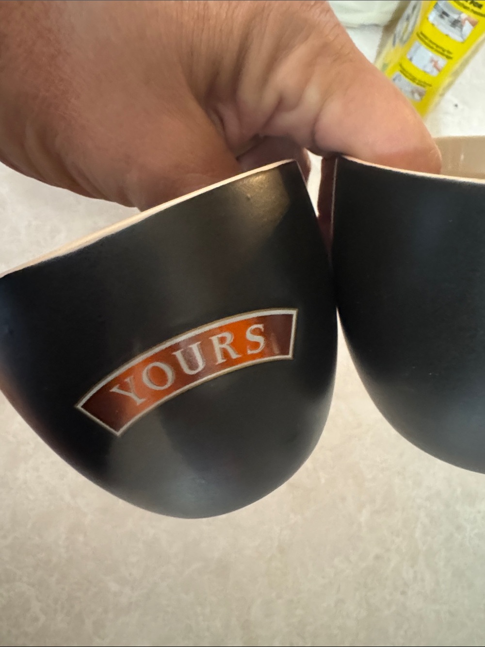 Baileys Irish cream Yours/Mine Black Ceramic Mug with Orange/brown Accent